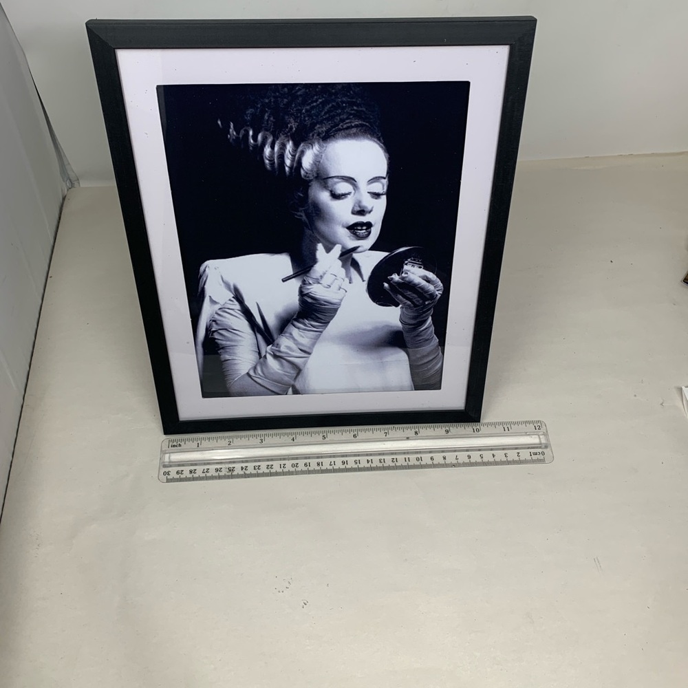 3 Black & White Halloween Art Print Set Vampira w skull, Bride of Frankenstein - Picture 14 of 16